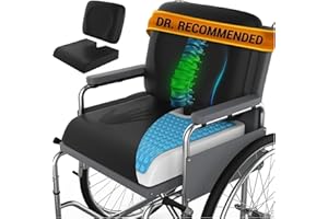 Wheelchair Cushion for Pressure Relief - (2-Piece Set) 18”x16” Anti-Slip Wheelchair Seat Cushions for Adults, Seniors with Lumbar Pillow and Removable Strap, Gel Cushion for Wheelchair