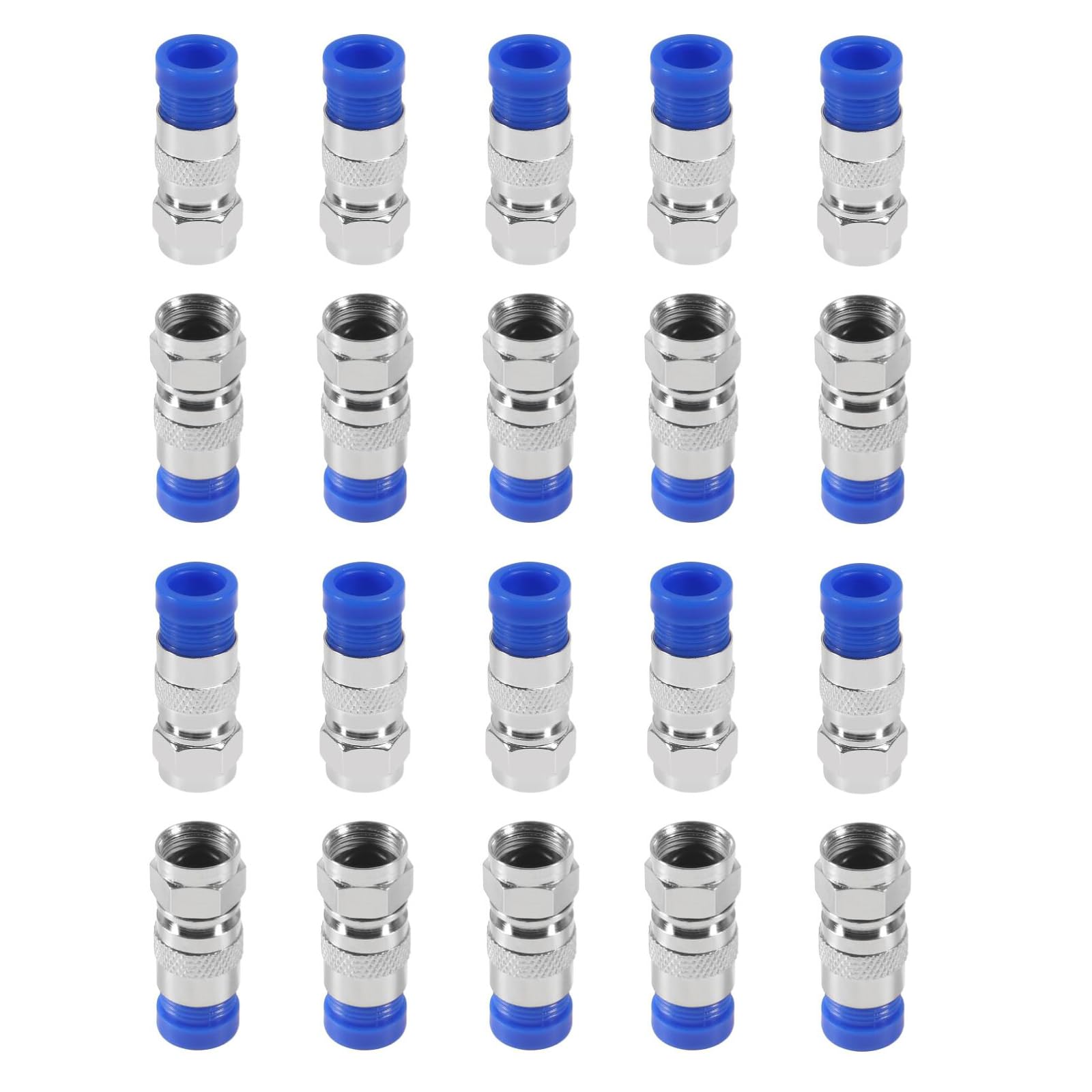 AEDIKO 20pcs RG6 Compression Connectors RG6 F Type Connector Coax Coaxial Compression Fitting (Blue)