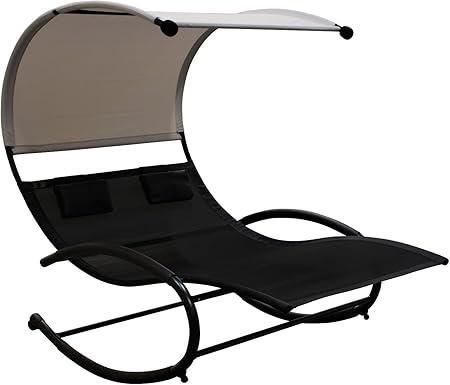 Amazon De Schaukelliege Ravenna Fur 2 Personen Schwarz Dach Naturfarben