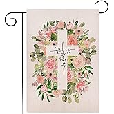 He is Risen Easter Garden Flag 12.5 x 18 Inch Double Sided, Spring Summer Floral Holiday Yard Outdoor Flag
