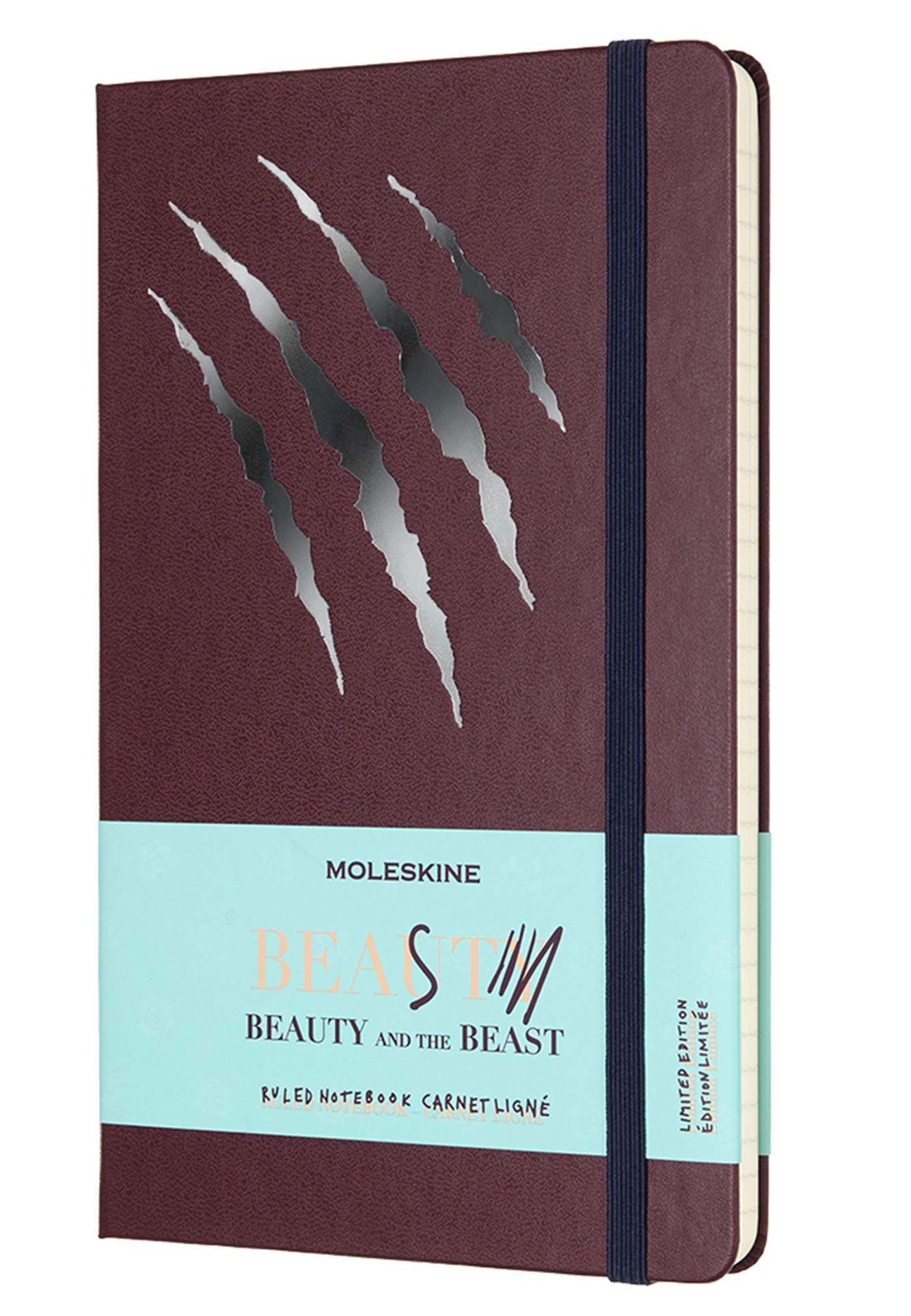 Moleskine Beauty and the Beast Limited Edition Notebook, Ruled Notebook Beauty & The Beast Theme with Stickers, Beast Theme Graphics, Large Size 13 x 21 cm, Plum, 240 Pages