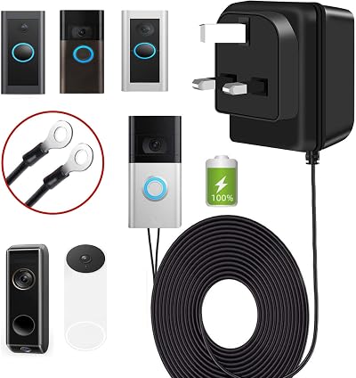 XZGM Video Doorbell Power Adapter 24V 500mA Transformer 10M Cable Black