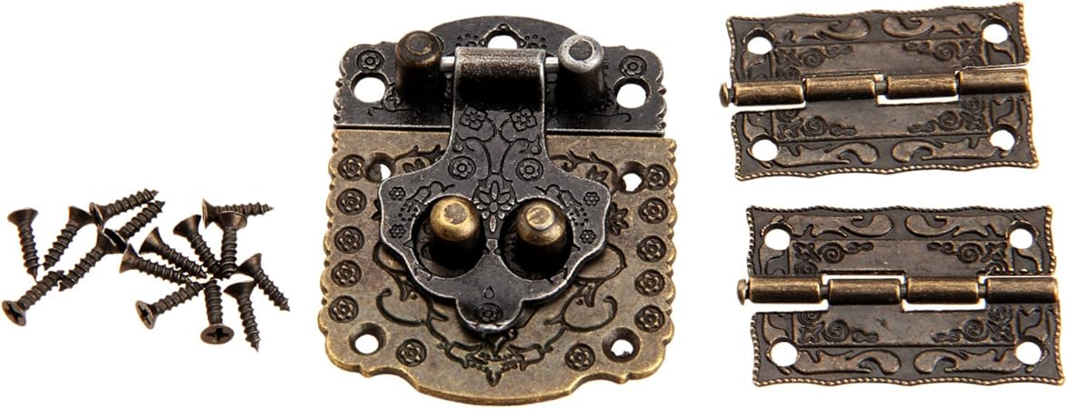 Loquet Fermoir Verrous De Verrouillage De Meuble Serrure Decoratif A Embossage Antique Avec Mini Charniere Et Vis Pour Coffret En Bois Amazon Fr Bricolage