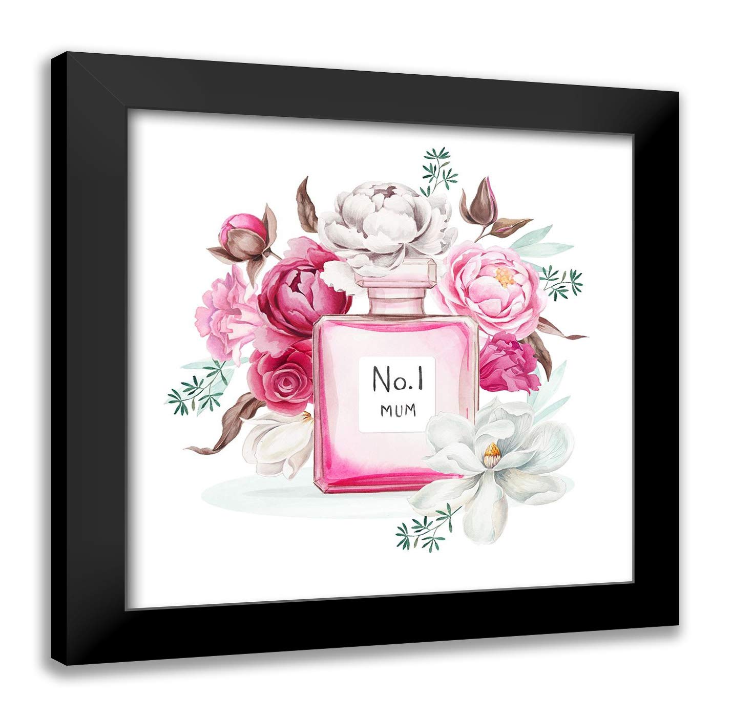 A.V. Art 28x28 Black Modern Framed Art Print Titled Perfume