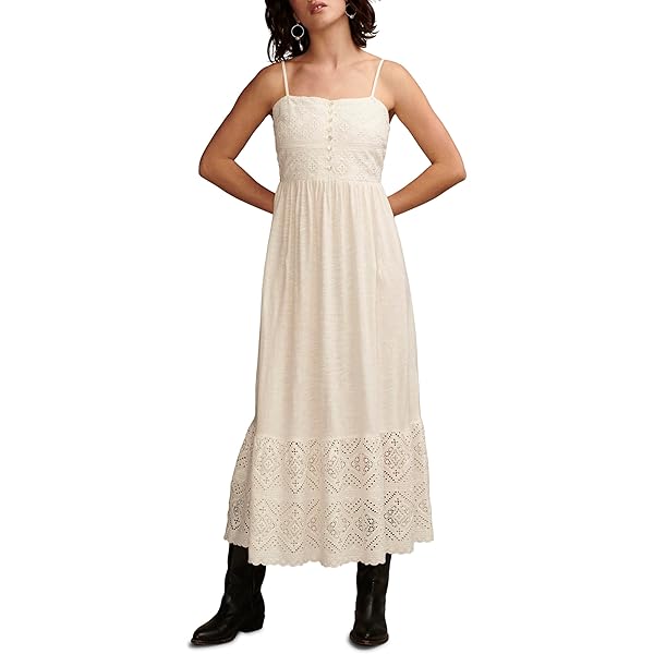 Amazon.com: Lucky Brand Women's Lace Tiered Knit Maxi Dress, Gardenia, XS :  Clothing, Shoes & Jewelry