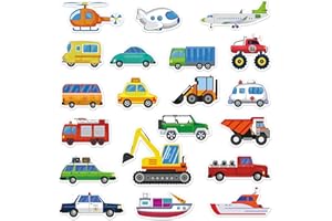 TEVXJ 20 PCS Transportion Thick Gel Clings Vehicle Window Gel Clings Decals Stickers for Kids Toddlers and Adults Home Airplane Classroom Nursery Winter Car Party Supplies Decorations