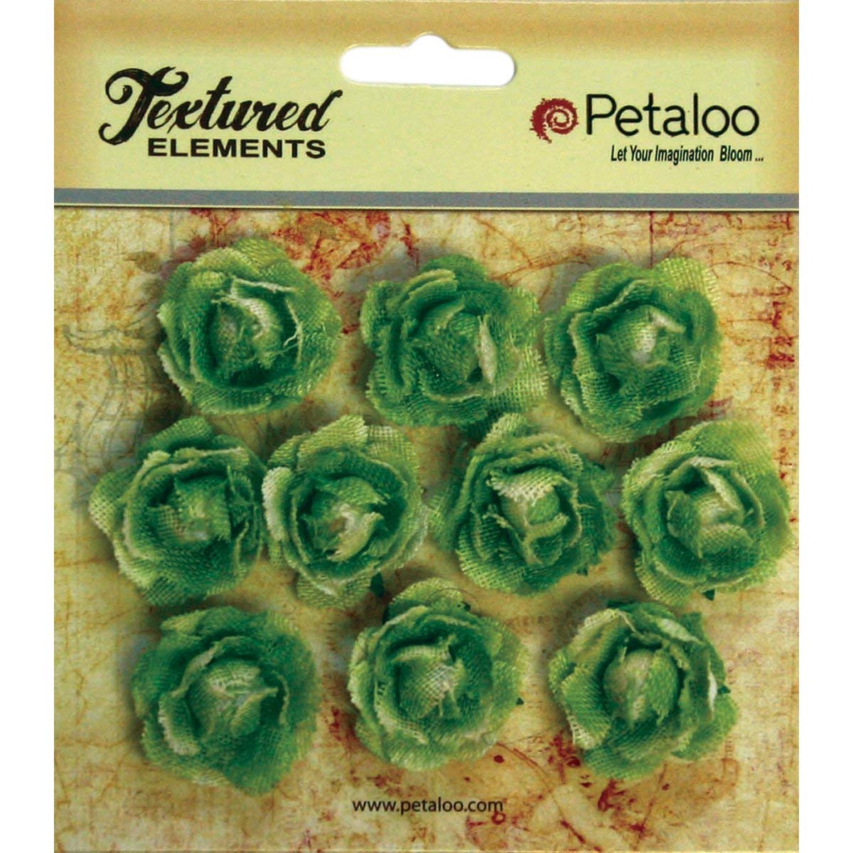 Petaloo 1213-214 Textured Elements Mini Canvas Rosettes (10 Pack), 1", Green