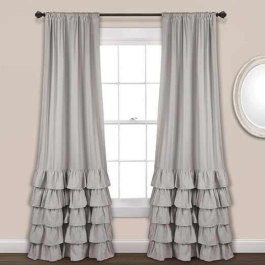 Amazon Com Lush Decor Allison Ruffle Curtains Window Panel Drapes