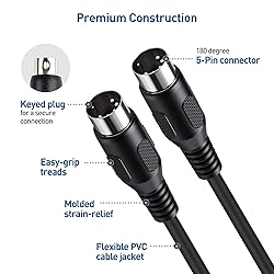 Cable Matters 2-Pack 5 Pin DIN MIDI Cable, 5 Pin