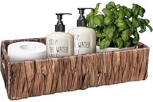 HOSROOME Water Hyacinth Storage Basket for Shelves Wicker Basket for Organizing Toilet Paper Tank Top Decorative Basket for Closet, Bedroom, Bathroom, Entryway, Office Desk (Brown)