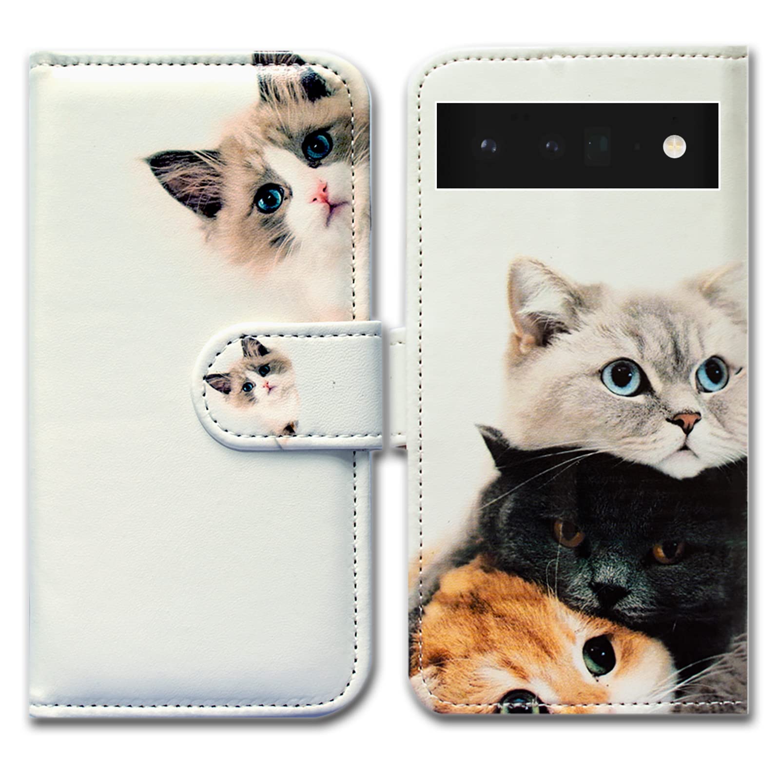 Bcov Pixel 6 Pro Case, Cute Brown Cat Leather Flip Phone Case Wallet Cover with Card Slot Holder Kickstand For Google Pixel 6 Pro