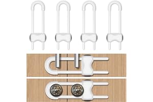 LLOOC Cabinet Locks for Babies,Child Proof Cabinet Locks,4 Pack U-Shaped Baby Proofing Cabinets,Child Locks for Cabinets and Drawers,Child Safety Cabinet Locks with Adjustable(White)