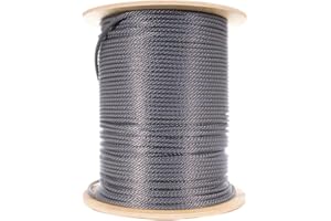 Paracord Planet Braided Nylon Rope with Galvanized Wire Core – High Tensile Strength – Halyard Line – Use for Flagpoles, Sailboats, Winches, Pulleys (Silver - 5/16 Inch, 50 Feet)