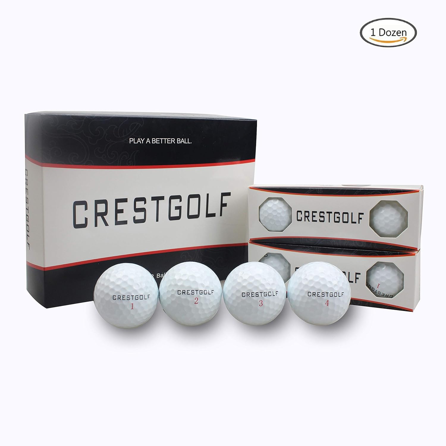 ゴルフボール B07hk24qtl プロフェッショナル 最大距離3ピース ディンプル 12個 Crestgolf ゴルフボール 超人気高品質