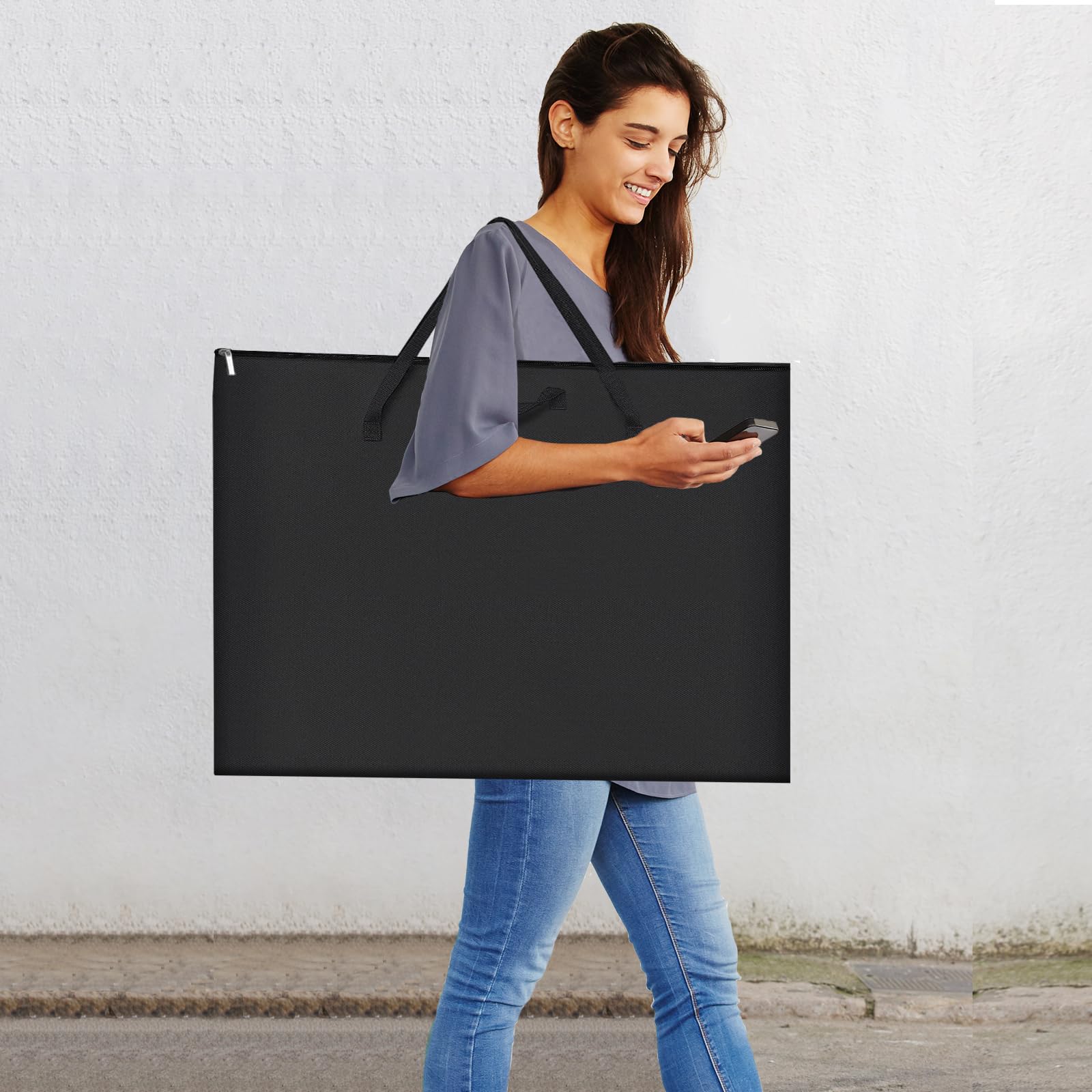 ZKOO Art Portfolio Bag, Light Weight Art Canvas Portfolio Case with Nylon Shoulder Strap, Carrying Storage Case for Artwork, Poster, Sketching, and Drawing (18