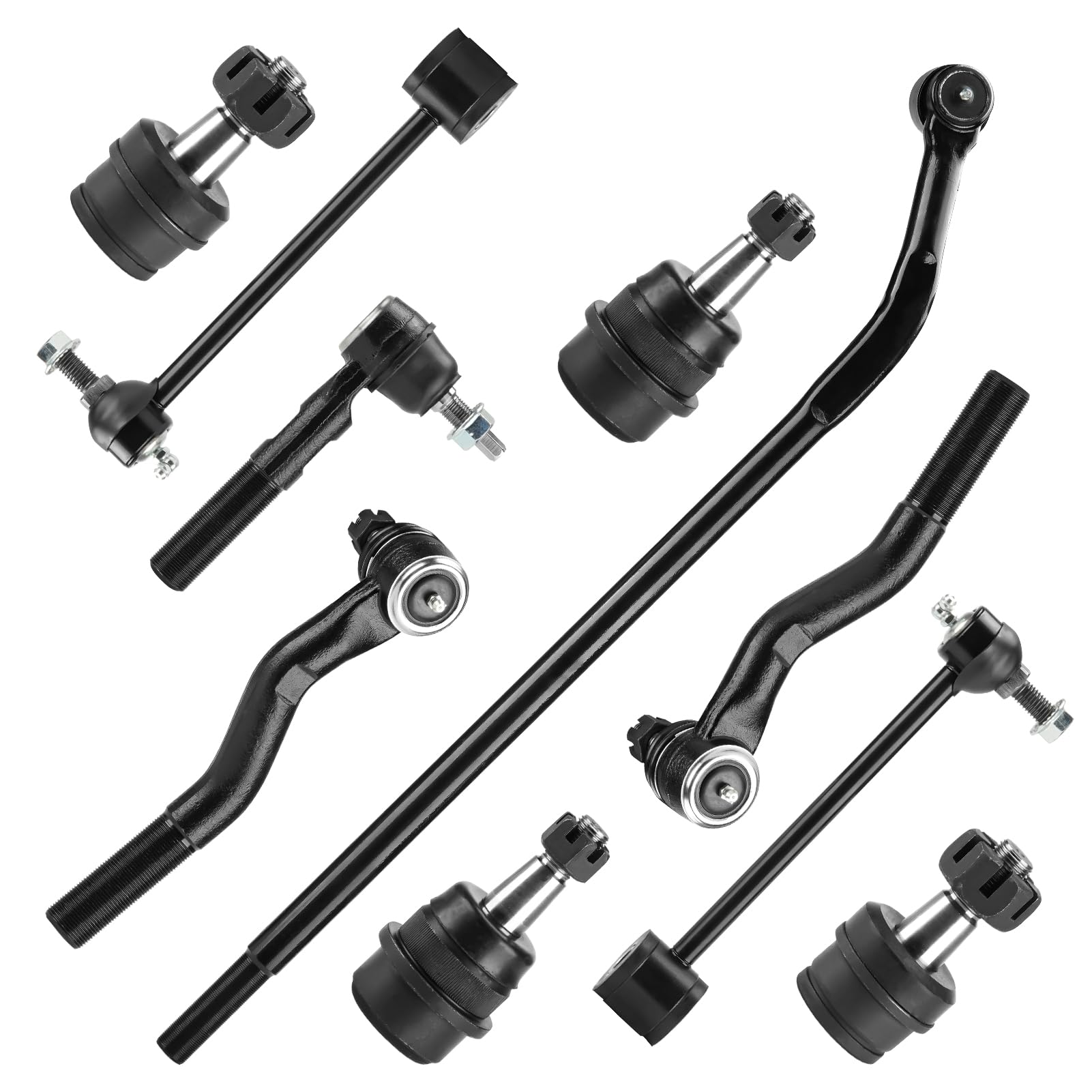 Photo 1 of 10pc Front Suspension Kit for Jeep Wrangler 2007-2017 for Wrangler JK 2018 Lower & Upper 4 Ball Joints 2 Rear Sway Bars 4 Front and Rear Tie Rods DS300005 ES3624 ES800594 ES800593 K6700 K3185 K3134