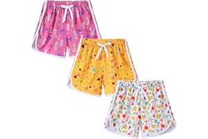 Girls 3-Pack Athletic Shorts Toddlers Workout Active Running Shorts Dolphin Gym Short Pants with Bow 3-10 Years