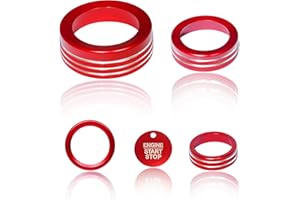 BORUIEN for Ford Maverick 2025 Accessories Interior Decor Gear Shift 4WD Engine Start Stop Headlight Volume Radio Control Switch Center Consoles Knob Cover 5Pcs Aluminum Alloy (Red, 2025-Up)