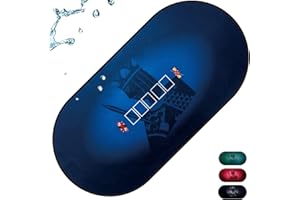 Luckin Sports 72X 36 Inches Texas Hold'em/Blackjack Professional Poker and Gambling Tablecloth, 100% Durable Fabric Felt, Dustproof and Waterproof, Washable and Ironable (Blue/KingOval)