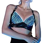 lumisonata Crop Tops for Women LED Sexy Rave Outfits Light Up Bra Glow Party Clothes PU Leather Halter Top EDM Concert Tops
