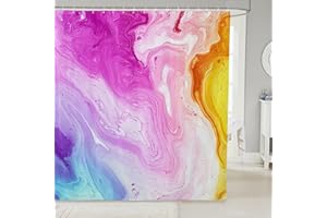 Erosebridal Colorful Marble Shower Curtains, Girly Tie Dye Marble Bathroom Watercolor Pink Purple Blue Bright Shower Curtain Bath Curtain for Kid Adult, Decor Waterproof Shower Curtain 72" W x 72" L