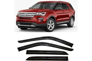OPTIMAL CO 2011-2019 Tape-On Side Window Deflector Visors for Ford Explorer Base XLT Limited Sport Platinum Dark Tinted Rain Guards 2012 2013 2014 2015 2016 2017 2018