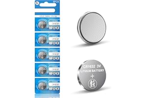VOLKATE CR1632 Lithium Battery 3V, 5 Count Pack CR 1632 3 Volt Button Coin Cell Batteries for Car Key Fob, Watch, Thermometer, Remote Control
