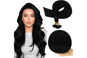 Full Shine Keratin Bond Hair Extensions Jet Black Hair Extensions Real Human Hair 24 Inch Prebonded Human Hair for Women 50G 