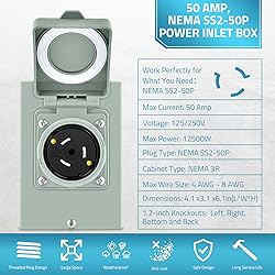 PAULINN 50 Amp Generator Power Inlet Box| NEMA 3R