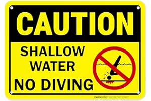 SIGO SIGNS Swimming Pool Sign, Shallow Water No Diving 10x7 Inches, Rust Free .040 Aluminum, Fade Resistant, Made in USA