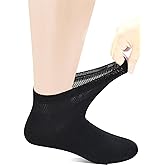 Yomandamor Men's Diabetic Ankle Socks with Seamless Toe and Non-Binding Top,6 Pairs L Size(10-13)
