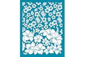 OLYCRAFT 4x5 Inch Clay Stencils Hibiscus Flower Non-Adhesive Silk Screen Printing Stencils Mesh Transfer Leaves Floral Stencils for Polymer Clay Earrings Jewelry Making