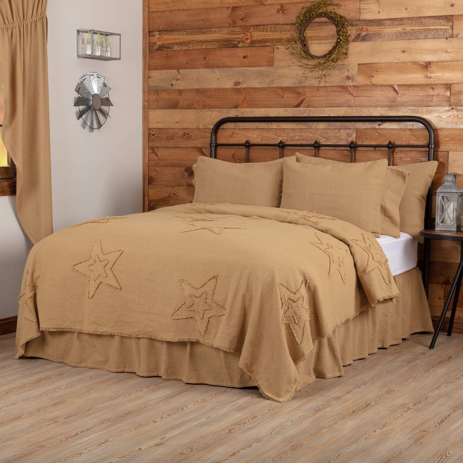Tan King 96x108 Vhc Brands Burlap Star Coverlet Bedspread 100 Cotton Lightweight Farmhouse Beddingl Bedding Accessory Home Kitchen Bedspreads Coverlets