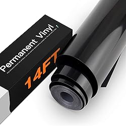 HTVRONT Black Permanent Vinyl - 12" x 14 FT Glossy