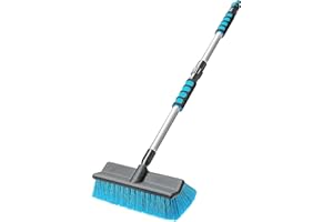 DSV Standard Car Wash Brush with 50'' Long Handle, Car Cleaning Brush with Hose Attachment, Car Brushes for Washing 10'' Soft Bristles for Scratch-Free Cleaning Auto, Truck, Boat, Floor and More