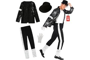 Morph 80s Costumes for Men, Thriller Pop King Outfit Adults, 90s Mens Costume, Halloween Costumes Men