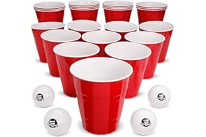 GoPong Giant Yard Pong Drinking Game for Adults – Indoor/Outdoor Lawn, Beach, and Tailgating Beer Pong Party Game – 24 Heavy Duty Giant Cups with 4 Balls