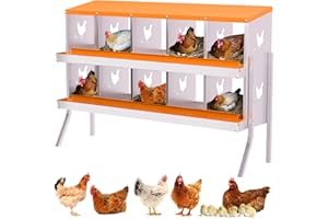 Chicken Nesting Box, 6/8/10 Compartment Galvanized Steel Nesting Boxes for Chickens, Rustproof & Ventilated Design, Easy Egg 