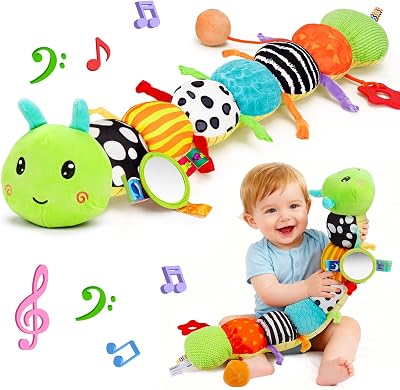 Lypsochaat Caterpillar Musical Baby Toy 0-6-12 Months Plush Sensory Tummy Time