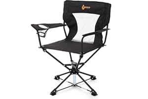 ARROWHEAD OUTDOOR 360° Degree Swivel Hunting Chair w/Armrests, Perfect for Blinds, No Sink Feet, Supports up to 450lbs, Carrying Case, Steel Frame, Fishing, High-Grade 600D Canvas, USA-Based Support,