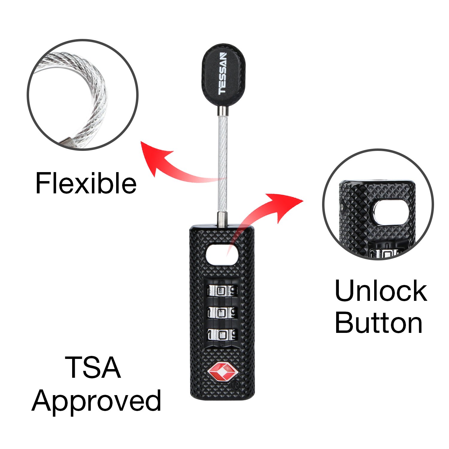 TSA Luggage Lock 2 Pack - Mini Travel Lock - 3 Digit Combination - TSA Approved for Suitcase, Backpack, GYM Lockers, Cabinets, Toolbox and More