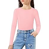 Arshiner Girls Long Sleeve Ribbed Knit Shirts Soft Slim Fit Crewneck Casual Base Layer Tops Tees