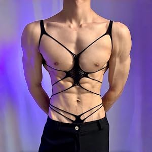 Men's Strappy Mesh Bodysuit for Club and Party Wear Bra Underwear Set | Men's Nightwear