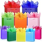 MUMULULU 10 Pack Gift Bags Assorted Sizes Colorful Paper Gift Wrap Bags with Handle and Tissue Paper for Birthday Party Baby Shower Wedding Holiday Presents