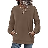 WIHOLL Crewneck Sweatshirts Women Long Sleeve Tops Fall Fashion 2026 Winter Clothing Pullover with Pockets S-2XL