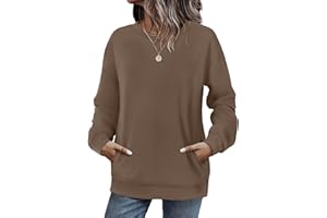 WIHOLL Crewneck Sweatshirts Women Long Sleeve Tops 2025 Fall Fashion Winter Clothing Pullover with Pockets S-2XL