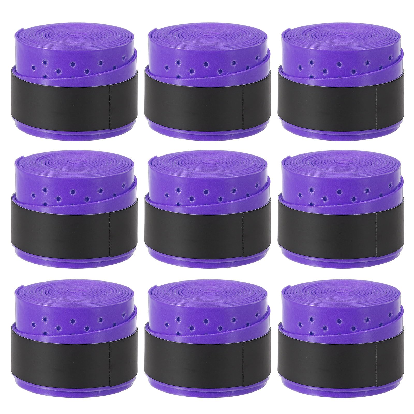 PATIKIL 43.3" Tennis Racket Grip Tape, 9 Pack Overgrip Perforated Absorbent Non-Slip for Badminton Fishing Rod, Purple