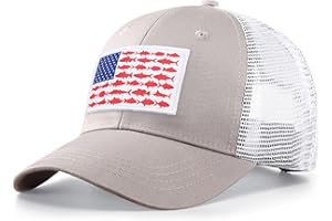 NAICISSISM American Fish Flag Trucker Hats - Fishing Gifts for Men - Outdoor Snapback Fishing Hats Perfect for Camping and Daily Use