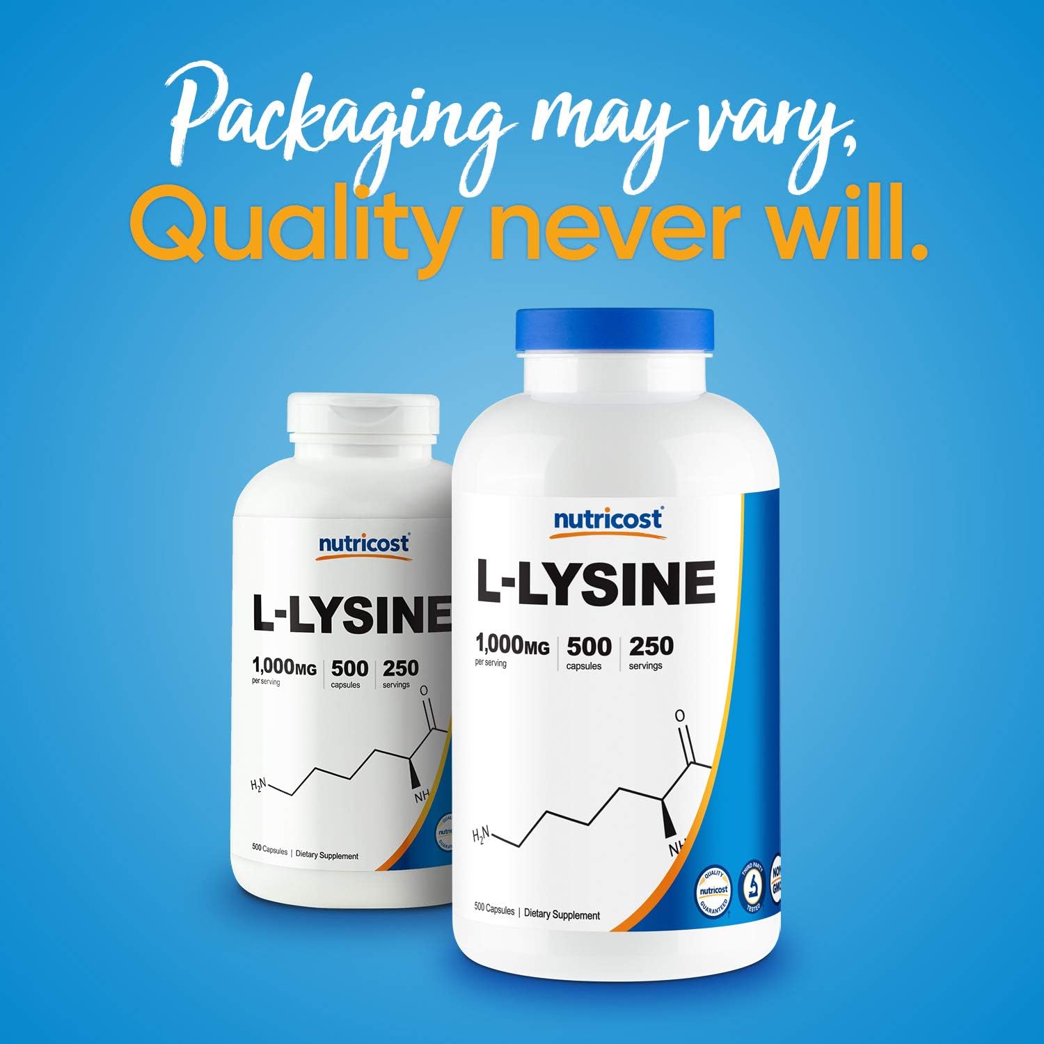 Nutricost L-Lysine 1000mg, 500 Capsules - Gluten Free, Non-GMO, 500mg Per Capsule: Health & Personal Care