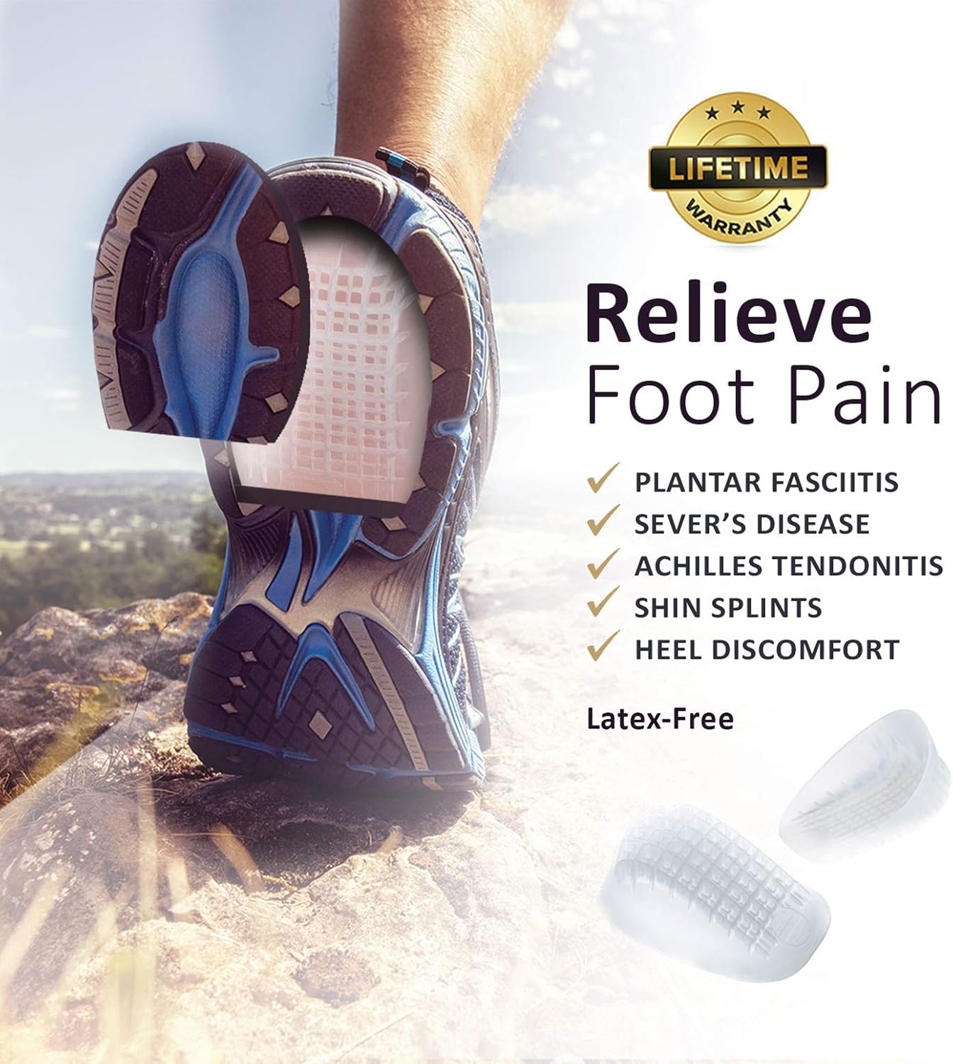 Tuli's Heavy Duty Gel Heel Cup, TuliGEL Shock Absorption Cushion Insert for Plantar Fasciitis, Sever's Disease and Heel Pain Relief, Regular: Health & Personal Care